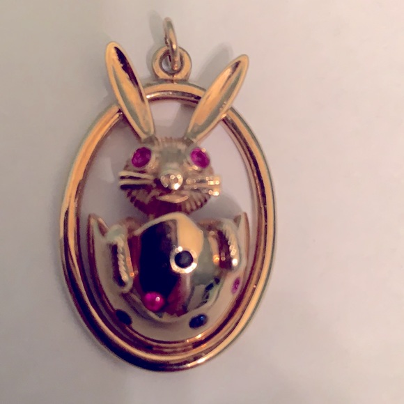 14K YG RUBY & SAPPHIRE RABBIT CHARM 15.4GR - Picture 4 of 13